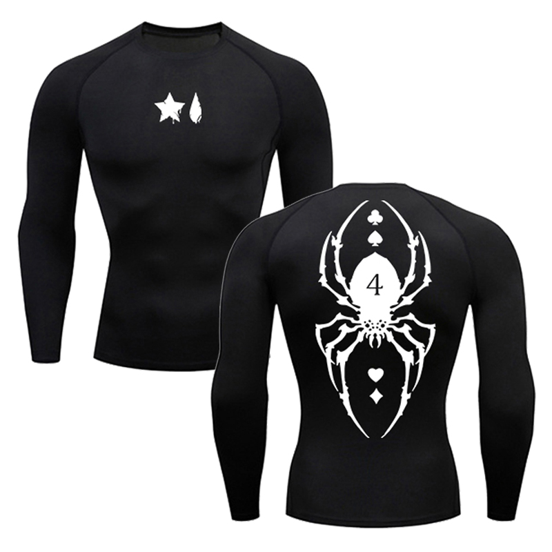 Base Layer Top - Camisa de compressão estampa aranha masculina,
