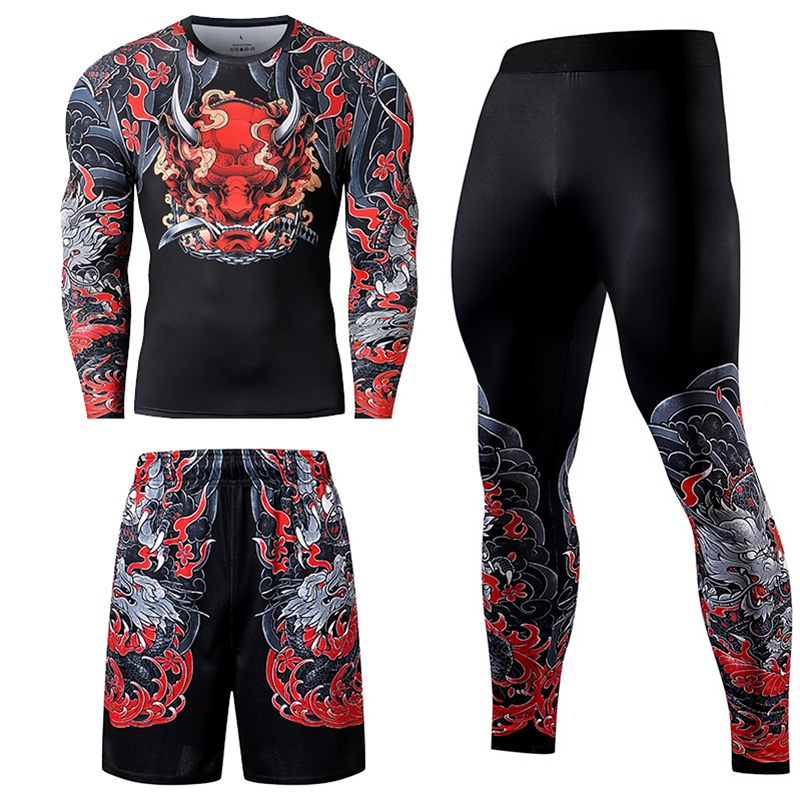 Compression Long Pant - 2/3 pçs dos homens jiu jitsu