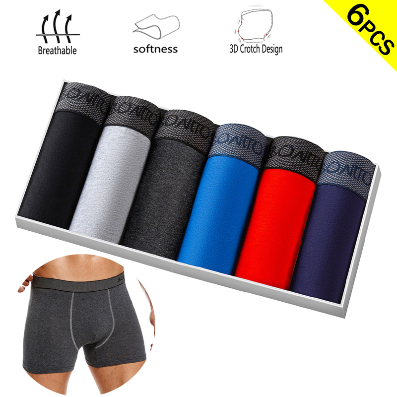 Multi Pack Underwear - 6 unidades/pacote cuecas boxer cor sólida