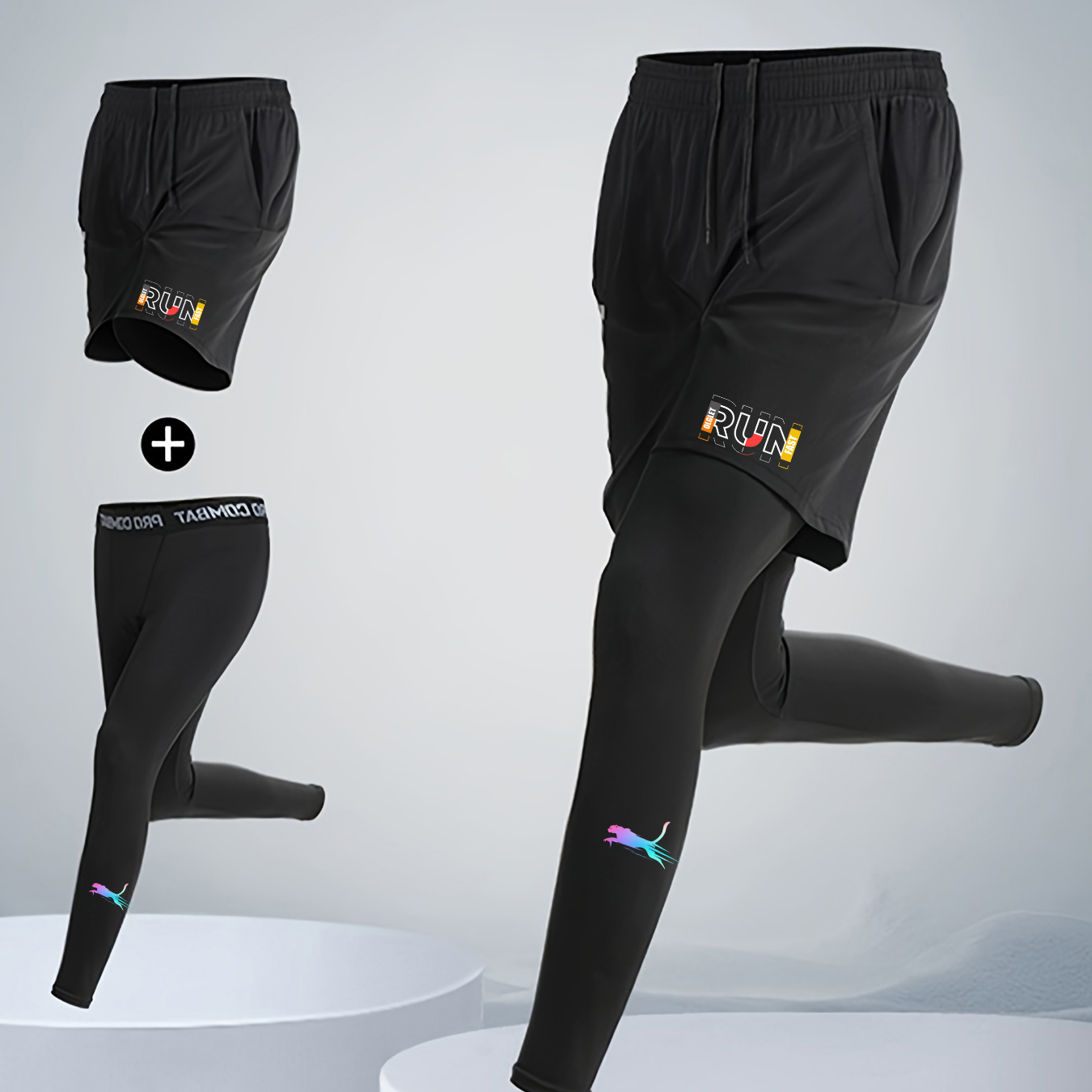 Conjunto de 2 Peças para Corri - Compression Shorts Athletes avaliação e preço