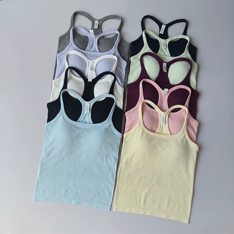 Verão feminino yoga camisola e - Tank Top Ribbed avaliação e preço